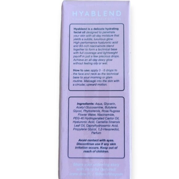Dew Of The Gods Hyablend Daily Glow Facial Oil 10mL Travel Size Sealed Authentic - Picture 2 of 5